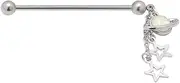 [Excepro] Industrial Piercing Jewelry Saturn Shape Stainless Steel 14G Star Shape, 14G, Metal, no gemstone