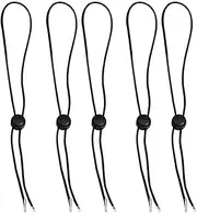 AKOAK Set of 5 Hat Flexible Removable Chin Cord Windproof Strap Clip Adjustable Cord Fastener for Golfing, Fishing, Boating, Sailing, and Other Sports（Black）