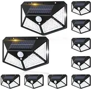 Roshin 10 Pack 108 LED Solar Lights Outdoor (1080 LED) - IP 65 Solar Motion Sensor Wall Security Lights with 270°Wide Angle & 3 Modes for Garden, Yard, Patio, Porch, Pathway, Garage (Regular Version)