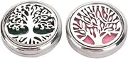 [LIYJTK] 2Pcs Essential Oil Diffuser Brooches, Stainless Steel Lightweight Hollow Out Tree Shape Washable Locket Perfume Diffuser