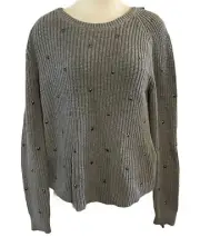 WILDFOX Womens Medium Gray Knit Erica Star Studs Open Back Sweater Top NWT