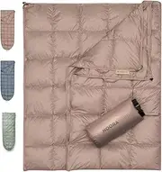 Down Camping Blanket with Footbox - Packable Warm Puffy Ultralight Camp Quilt - Fill Power 650 - Water Resistant for Backpacking Hiking Travel – Compact Outdoor Throw Sleeping Blanket with Bag - 52x77
