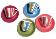 Kate Spade COLLINS STRIPE Set Of 8 Lenox Demitasse Cups & Saucers NEW IN BOX