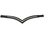Sparky 2 Row Clear Crystal Browband V Shape Browband (Size -Full,Leather- Black)