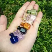 2ml Mini Rectangle Glass Bottles with Cork Stoppers - Set of 7 Colors Tiny Vials