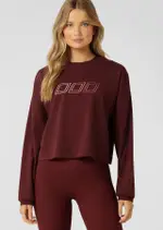 [Lorna Jane] Iconic Lightweight Sweat in Red, Cotton, Size - Large L Plum Red