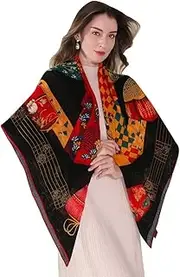 [Xinmurffy] 100% Wool Women's Scarf Pashmina Shawls and Wraps Winter Warm Square Large Scarves Wrap