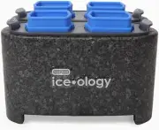 Silicone Clear Ice Maker Tray for Cocktail Ice 4 Count Cube Mould Blue and Black