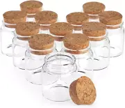 12 Pack Small Glass Jars with Cork Lids, 50ml Mini Bottles for DIY Crafts, Pa...