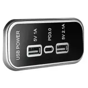 3 Ports PD Type-C 2.1A 1A USB Blue LED Car Charger Socket Power Adapter Outlet (for: Honda)