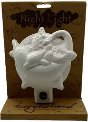 New White Dolphin Themed 3D Set of 4 Night Lights, Automatic Dusk to Dawn Sensor