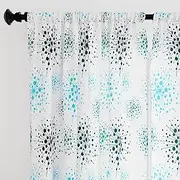 Encasa Homes Semi-Sheer Rod Pocket Printed Polyester Curtains with Tie Back, Living Room, Bedroom Curtains for Window, 4.5 ft Blowball Print, 2 Panels