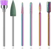 6pcs Nail Drill Bits Set, FORTMATE 3/32 Inch Diamond Cuticle Electric Nail File, Acrylic Gel Nail Tech Bits Kit, Manicure Pedicure Remover Tools,Salon Home Nail Care Supplies
