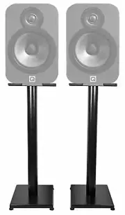 Black 29" Steel Bookshelf Speaker Stands For Q Acoustics 3020 Bookshelf Speakers