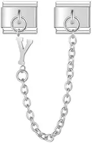 [Mon & Sons] M&S A-Z Safety Chain Letter Initial Name Silver Alphabet 9mm Italian Link Charm Compatible With Nomination Bracelet