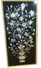 Black Marble Dining Table Top Shiny Natural Gemstone Inlay Work Wall Highlighter