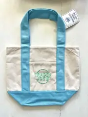 NEW WITH TAG - Trader Joes Mini Canvas Tote Bag PASTEL BLUE