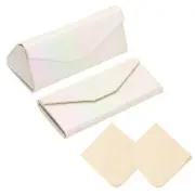 Foldable Glasses Case, 2 Pcs Triangle Eyeglasses Case, Gradient White