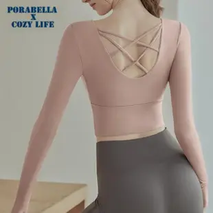 【Porabella】瑜珈長袖上衣 運動上衣 長袖上衣 寬鬆上衣 透膚上衣 運動服 排汗長袖 YOGA clothing