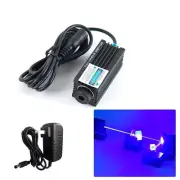 Blue Dot 450nm 1000mW Focusable 1W Laser Module Engraving 25x60mm 12V Adapter