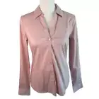 H & M women's Long Sleeve Mauve Button Front Cotton Blend Blouse NWT Size XS