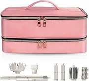 [NENYX] Double-Layer Water Resistant Travel Carrying Case for Hair Dryer/Shark Flexstyle/Dyson Airwrap and Hair Styler Attachments, Pink(Bag Only), Pink