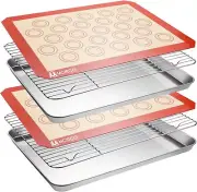M MCIRCO Baking Sheet Tray Cooling Rack with Silicone Mat Set, 6 Pieces