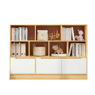 格子書櫃 格子櫃 實木色格子櫃木質書櫃自由組合落地矮書架置物架客廳收納架儲物櫃【HH16192】