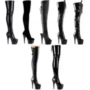 Pleaser Stretch Stiletto Platform Zip Side Thigh High Boots Adult Women Ado30Xx