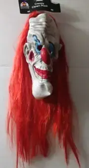 Creepy Rubber Clown Mask Halloween Face Scary Horror Smile Red Hair Spooky