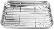 Bjworeye 9 Inch Toaster Oven Tray and Rack Set, Small Stainless Steel Baking Pan with Cooling Rack,Dishwasher Safe Baking Sheet