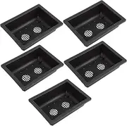CAXUSD 5pcs Seedling Pot Potting Hole Flowerpot Herb Pots Square Green Plant Pot Garden Outdoor Planter Propagating Propagation Succulent Pot for Plant Modern Flowers Holder Black Plastic