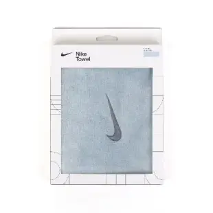 Nike 毛巾 Solid Core Towel 藍 純棉 吸汗 刺繡 長版 健身 訓練 球類 運動毛巾 N100154040-9NS