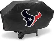 Rico Industries NFL Football Houston Texans Black Deluxe Vinyl Grill Cover - 68" Wide/Heavy Duty/Hook and Loop Straps
