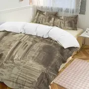 v763 Oil Painting Style 3-Piece Twin Bed Set - Includes 1 Single Comforter And 2 Pillowcases Bedding - Fade Resistant Microfiber - Oil Painting Style