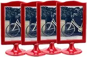leoyoubei photo frames menu box double display 2 photos 4x6 specimen frameworkprice tag culture card ornaments exhibition 4 PACK (red)