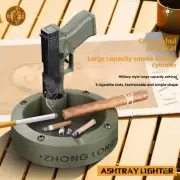 Refillable Gas Jet Flame Gun Shape Lighter Torch Cigarettes Cigar Ashtray Set