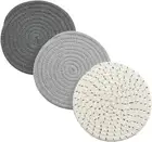 Set of 3 Trivets 100% Pure Cotton Thread Weave Hot Pot Holders 7 Inches Hot Pads