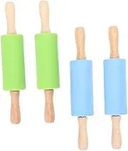 OFFSCH 4Pcs Silicone Dough Roller Pins with Handles Easy to Clean Baking Rolling Rods for Compact Kitchen Baking Tools
