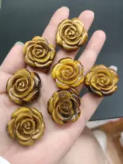 top+++! Natural tiger's eye Quartz Carved Crystal Flower Skull Healing Reiki 1pc