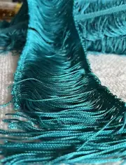 Simplicity Chainette Fringe 4”x9 yards, Turquoise, New On Bolt