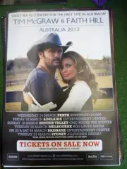 TIM McGRAW & FAITH HILL AUST TOUR 2012 POSTER MINT