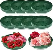 Bulb Bowls plastik Green - Green Round Square Based Bowl | Floral Foam Cage | Floral Containers for Arrangements | 10x Modern Flower Mud Fixing Plate Table Party Festival Decor for Arangements