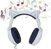 Cat Ear Wireless Headphone with Mic, Volume Control Cat Ear Bluetooth Headphone, LED Light Foldable Music Gaming Headset with 3.5mm Aux Cable & Speaker for Kids Adults (Blue)