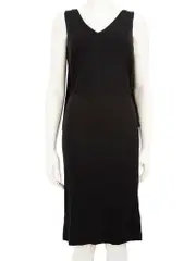Black Sleeveless Draped Back Knee Length Dress
