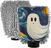 XYMZR Halloween Cute Starry Night Absorbent Microfiber Car Wash Mitt, Funny Cute Anime Scratch Free for Cars Cleaning, Home Cleaning Mitts, 2 Pack, 10.24” L x 7.09” W