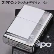 Zippo Classical Design Windy Girl Silver White Regular Case Oil Lighter Japan