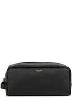 Saint Laurent Leather Wash Bag, Wash Bag, Black, Leather One Size