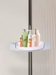 Corner Shower Caddy 360° Rotate Shelf Adhesive Rack Bath Shower Shelf Wall༄Mount