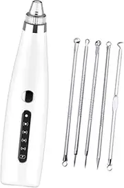 1 Set Gear Adjustable Vacuum Set Rechargeable Facial Extractor Tool for Home Use Heat Resistant Blackhead Instrument with Tool Set White